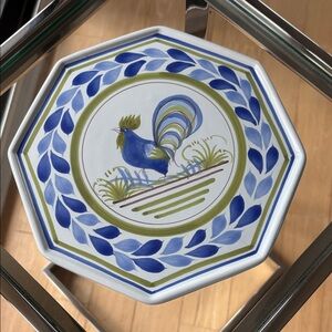 Vintage Quimper Rooster Octagonal 8” Plate